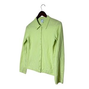 Birch Hill Lime Green 100% Cashmere Cardigan Sweater